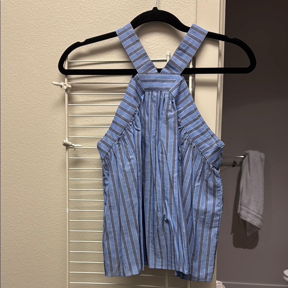 Blue Striped Halter Top